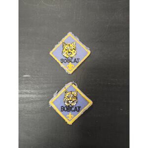 Vintage BSA Cub Scout Bobcat Rank Patches Lot of 2 Embroidered Boy Scouts Retro
